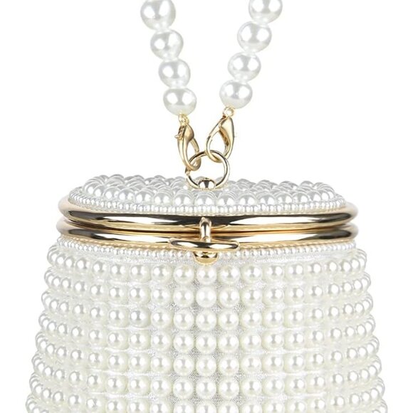 Women Beaded Pearl Purse, Mini Evening Clutch Bag, Small Lady Party Prom Wedding